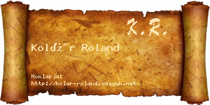 Kolár Roland névjegykártya